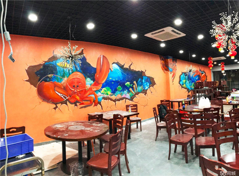 手绘墙体画面设计餐饮行业